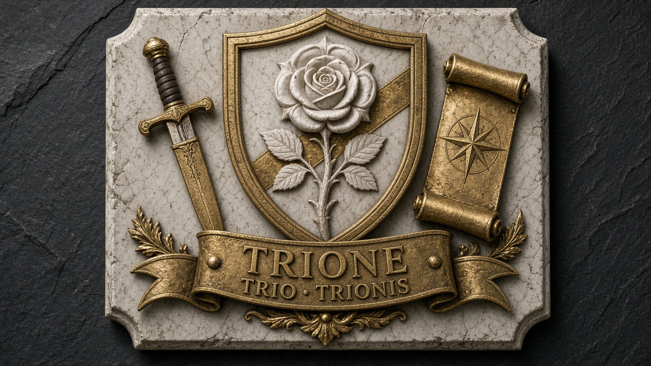 Trione Lineage crest — Channel mark (V5 Artifact Relief)